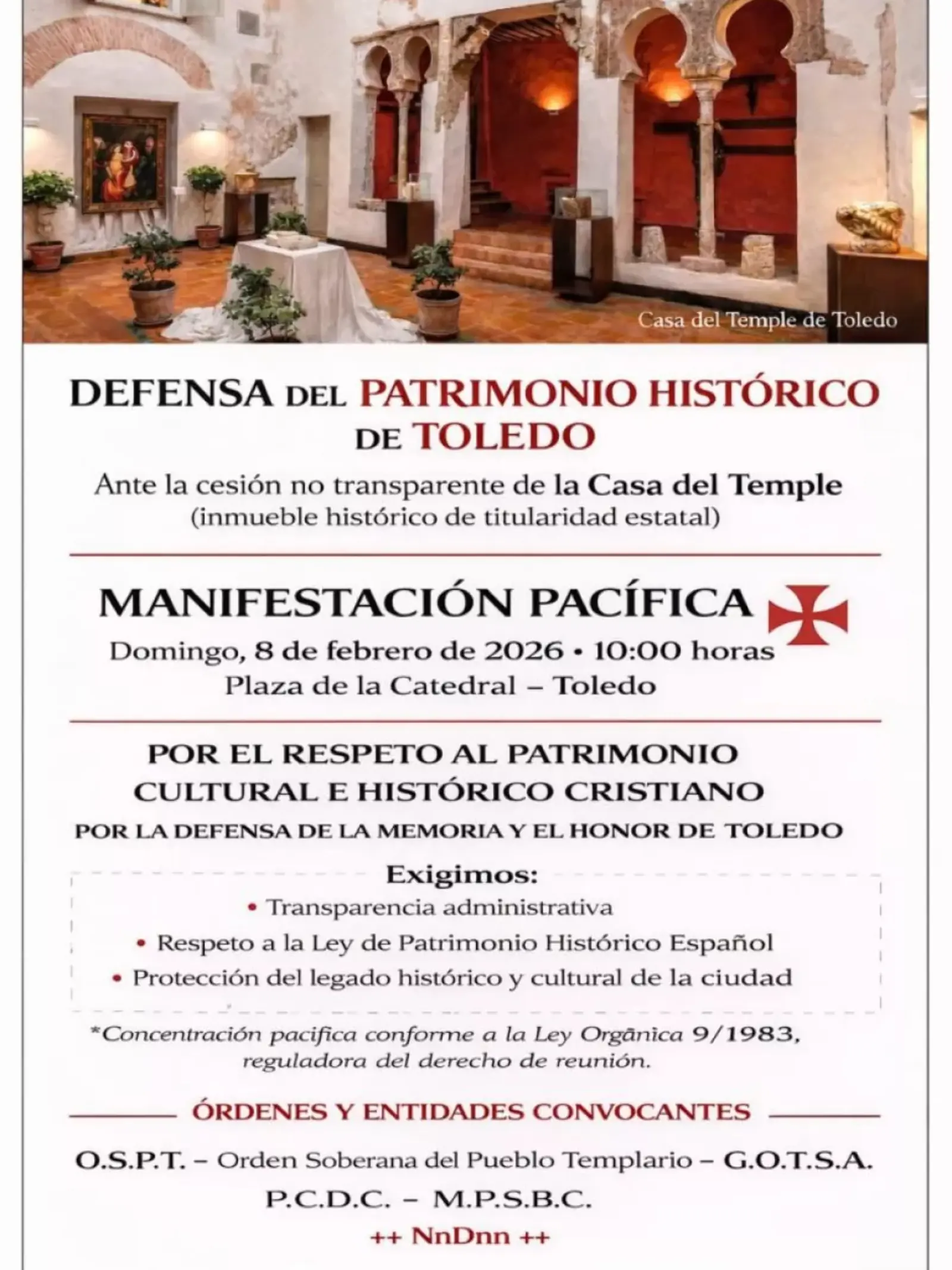 Manifestación contra Urtasun tras su cesión de La Casa del Temple