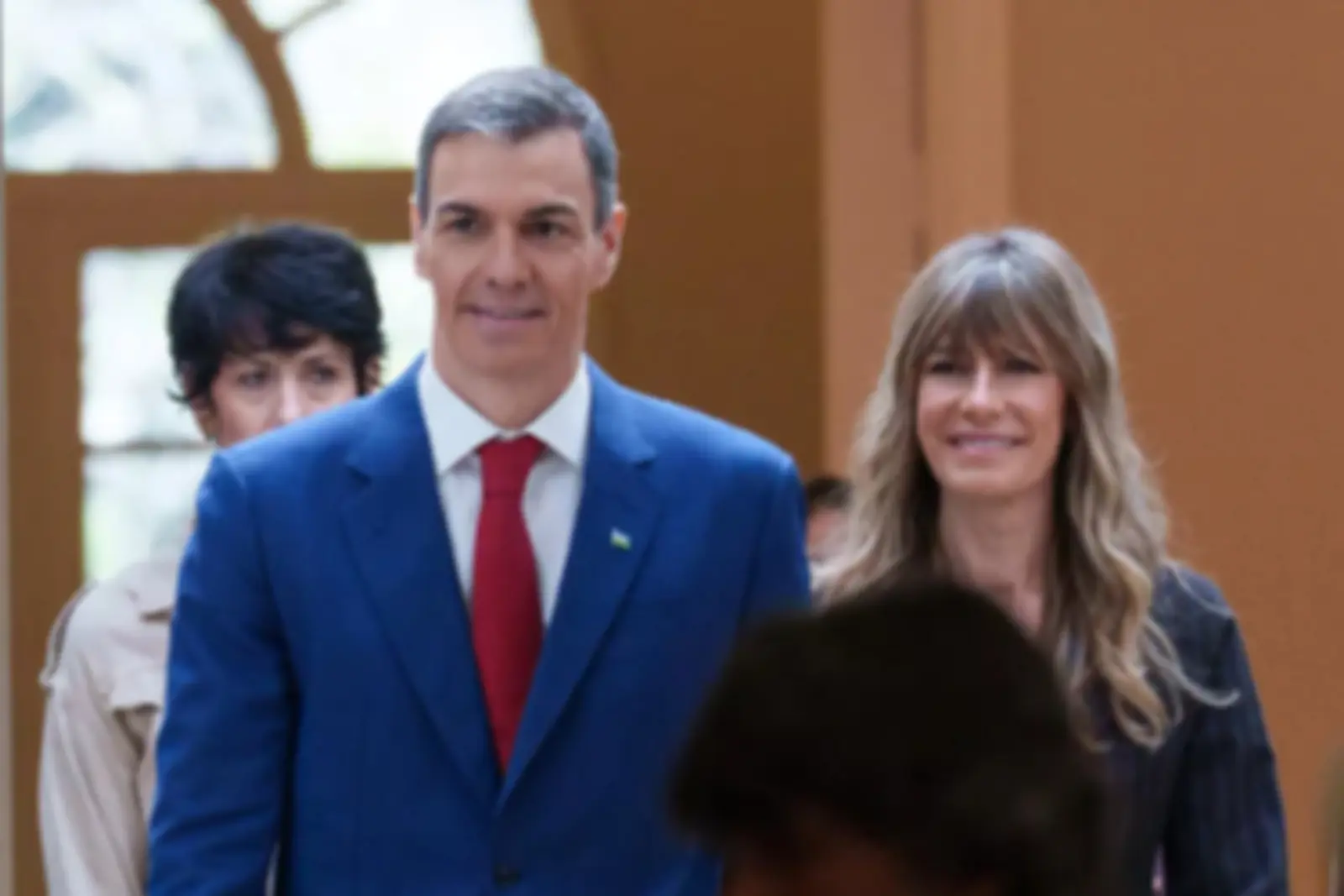 Begoña Gómez reapareció en el Palacio de La Moncloa junto a Pedro Sánchez 