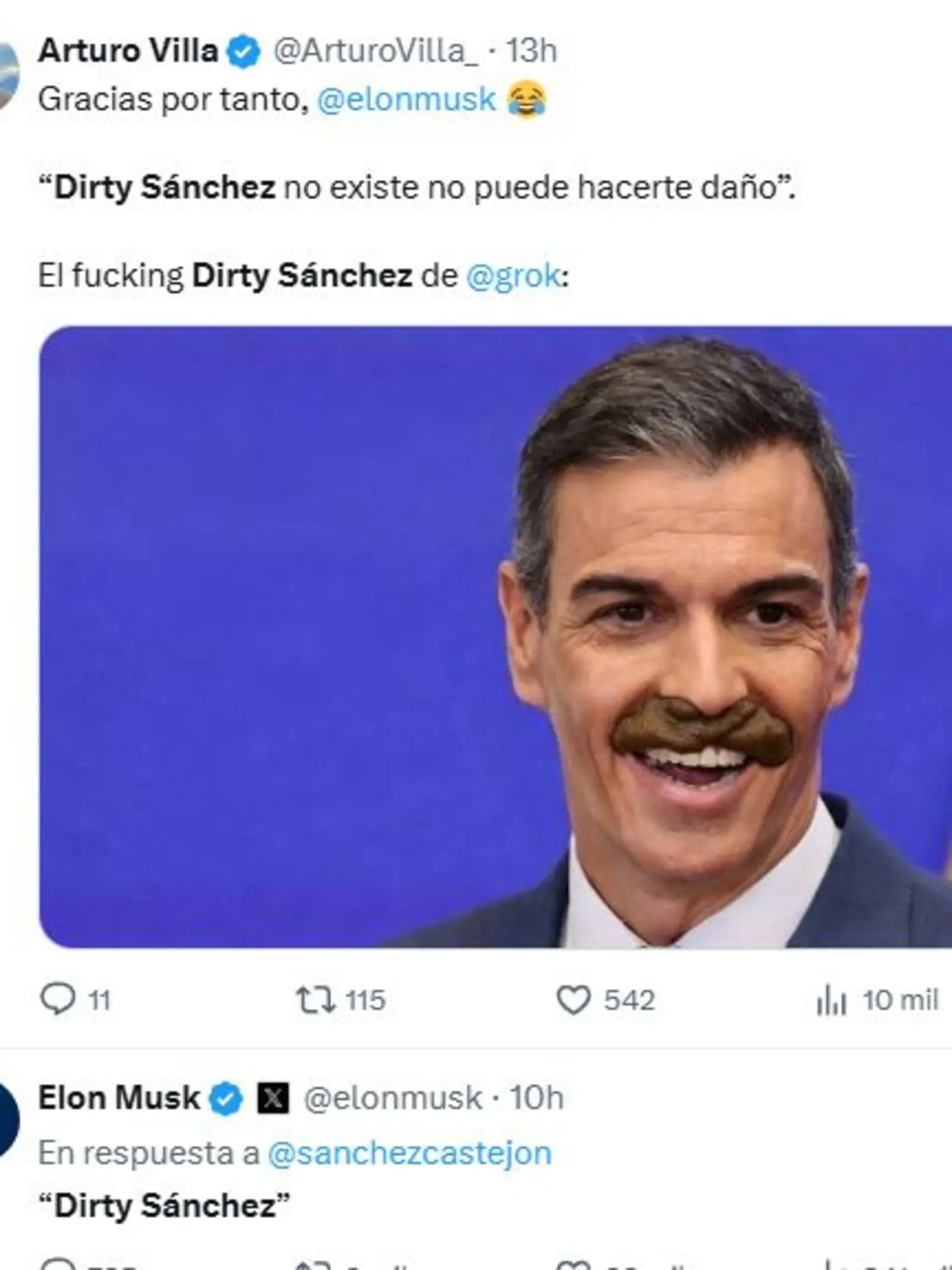 Dirty Sánchez según Elon Musk