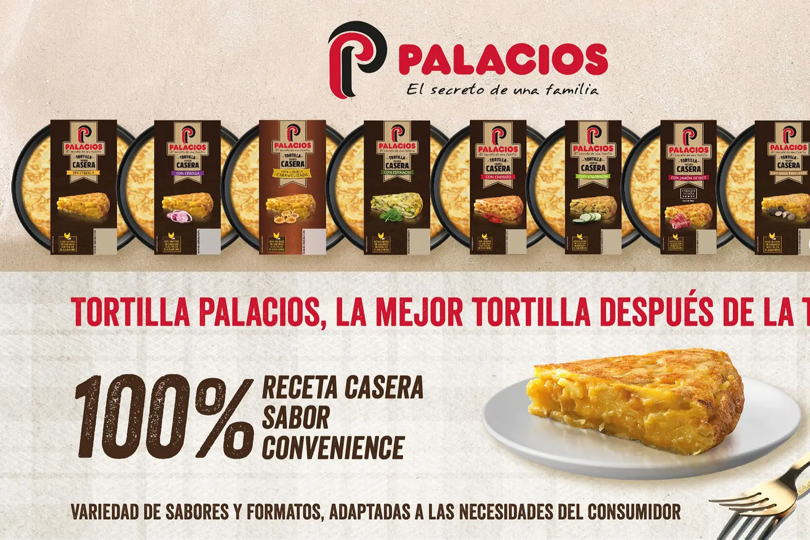 Nueva imagen en la gama Tortillas Palacios Receta Casera