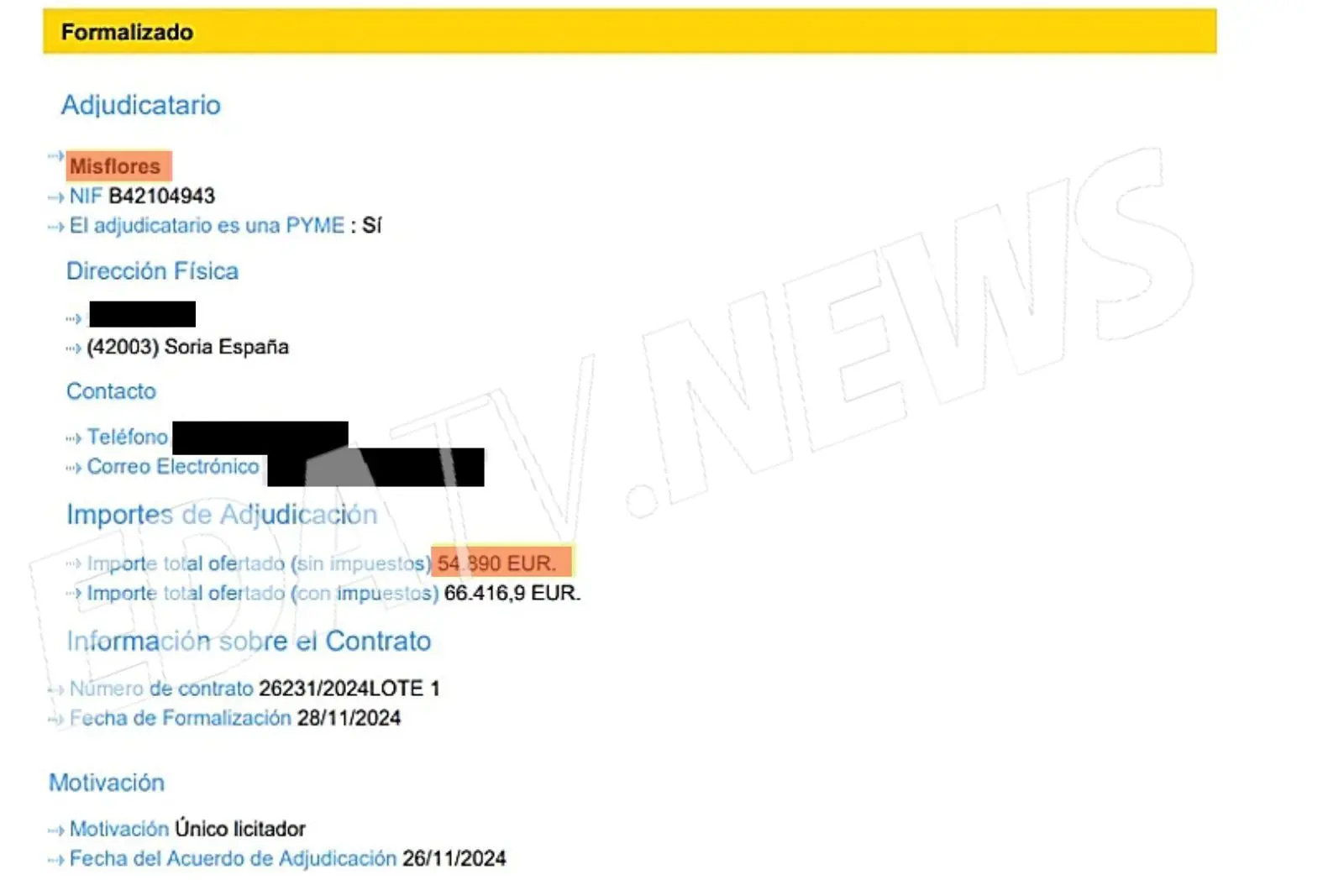 Contrato adjudicado a familiar del candidato del PSOE