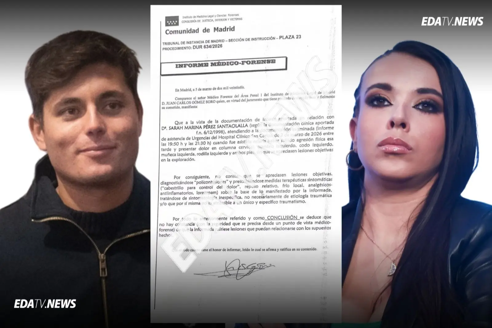 El informe médico de Sarah Pérez Santaolalla no acredita lesiones por la supuesta agresión denunciada contra Vito Quiles