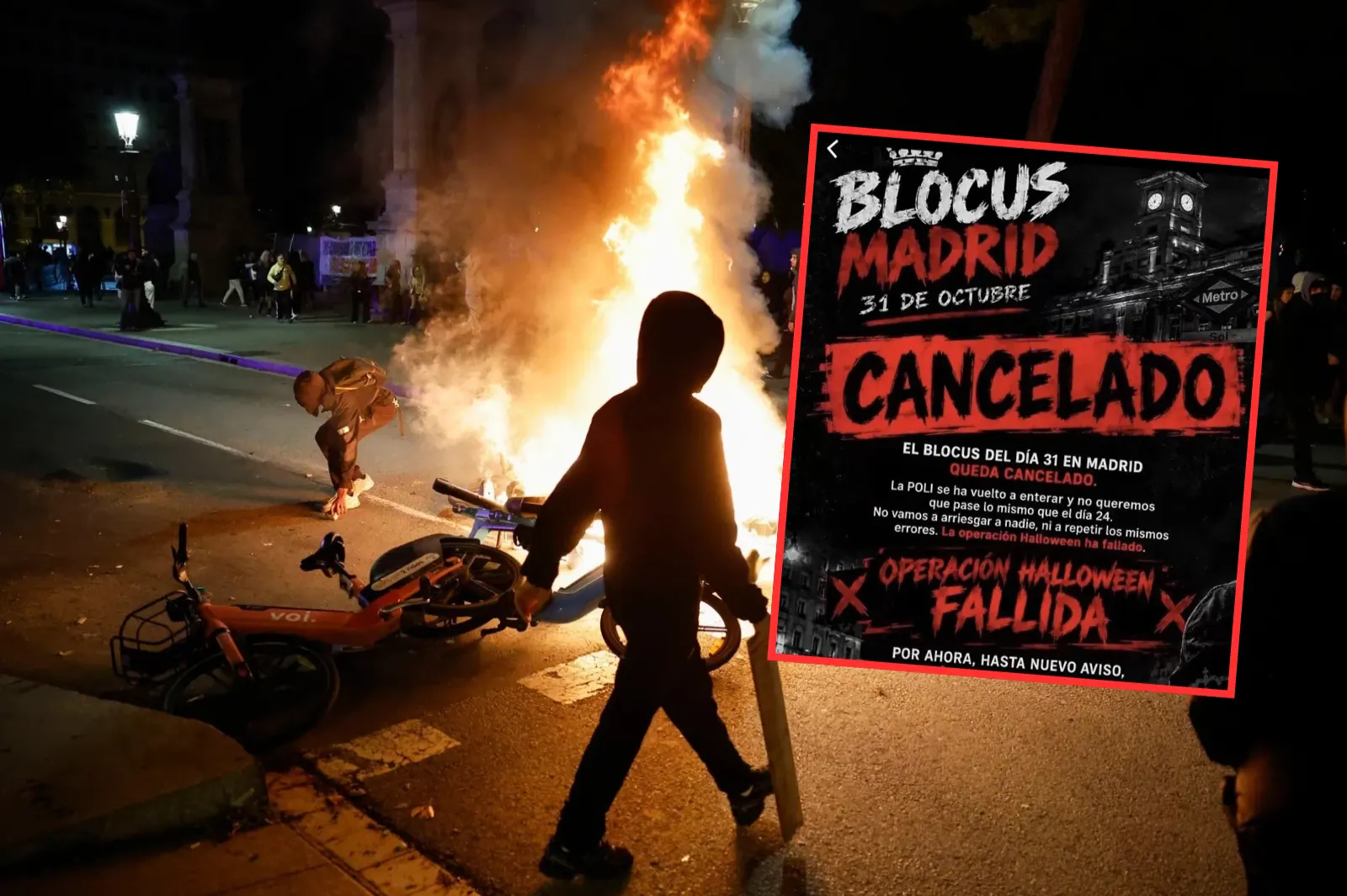 Blocus se rinde ante la presión policial y cancela los disturbios de Halloween en Madrid: "La operación ha fallado"