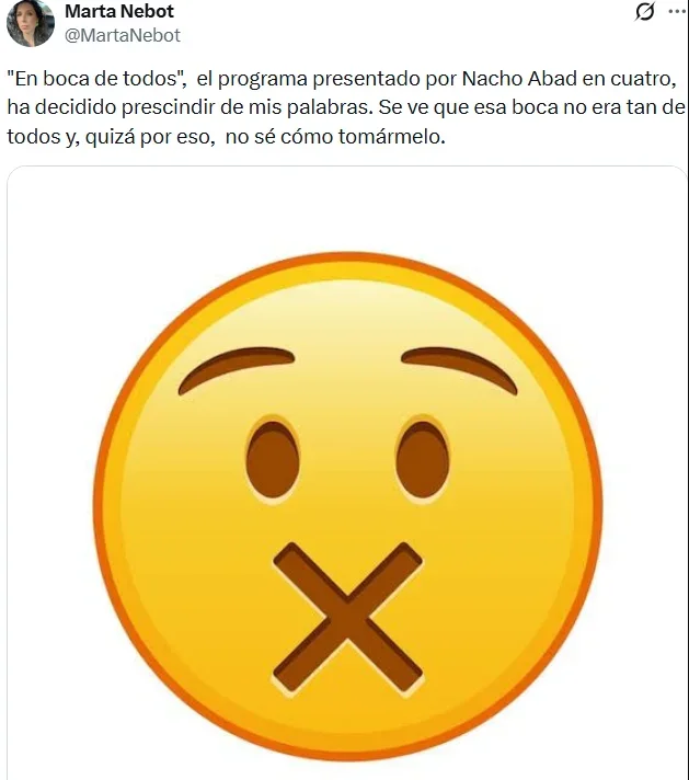 Tuit de Marta Nebot sobre En Boca de Todos