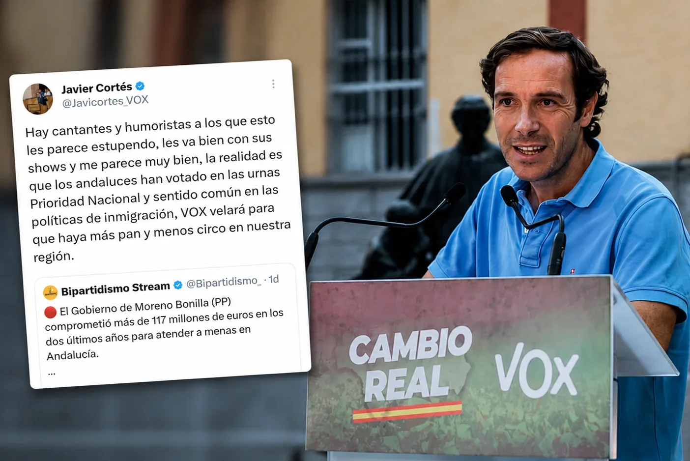 VOX replica a Manu Sánchez y Manuel Carrasco tras cargar contra su ‘prioridad nacional’ en TVE: “Más pan y menos circo”