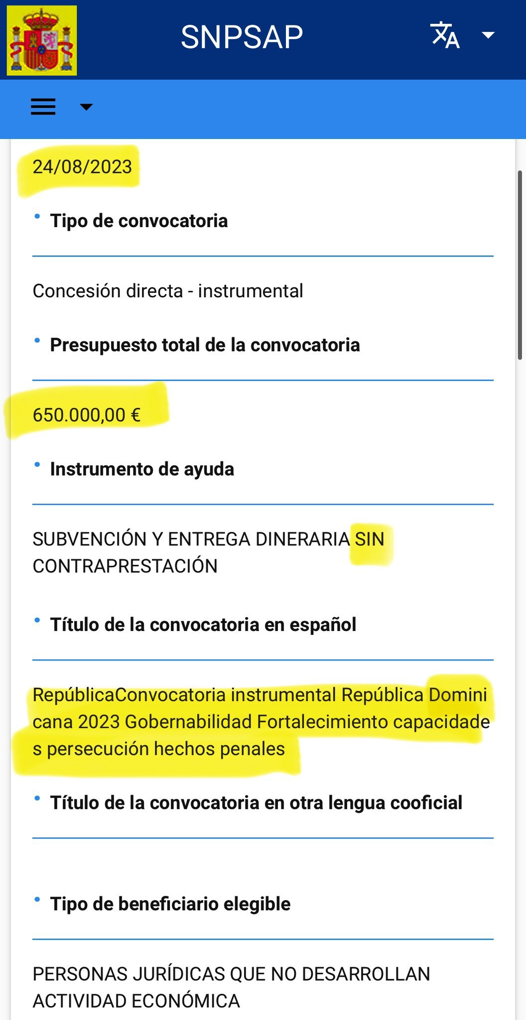 Contrato de AECID a la República Dominicana