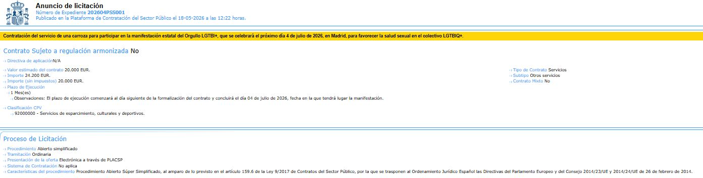 Contrato por valor de 24.000 euros