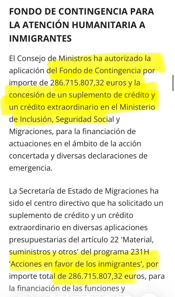 Dinero destinado a atención humanitaria a inmigrantes