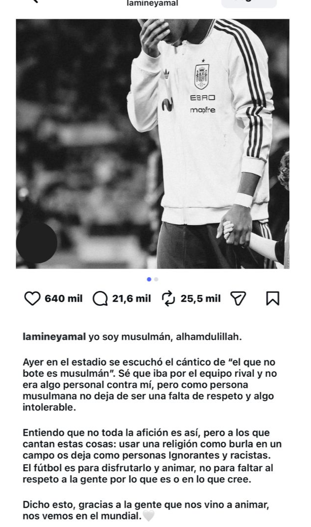 La reacción de Lamine Yamal