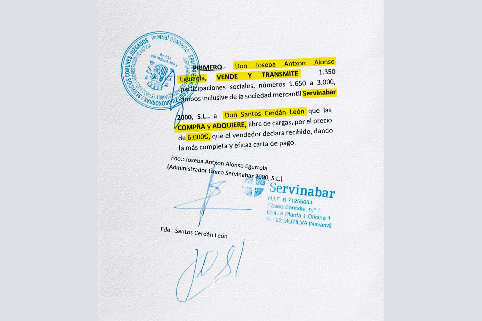 El contrato que vincula a Antxon Alonso y Cerdán