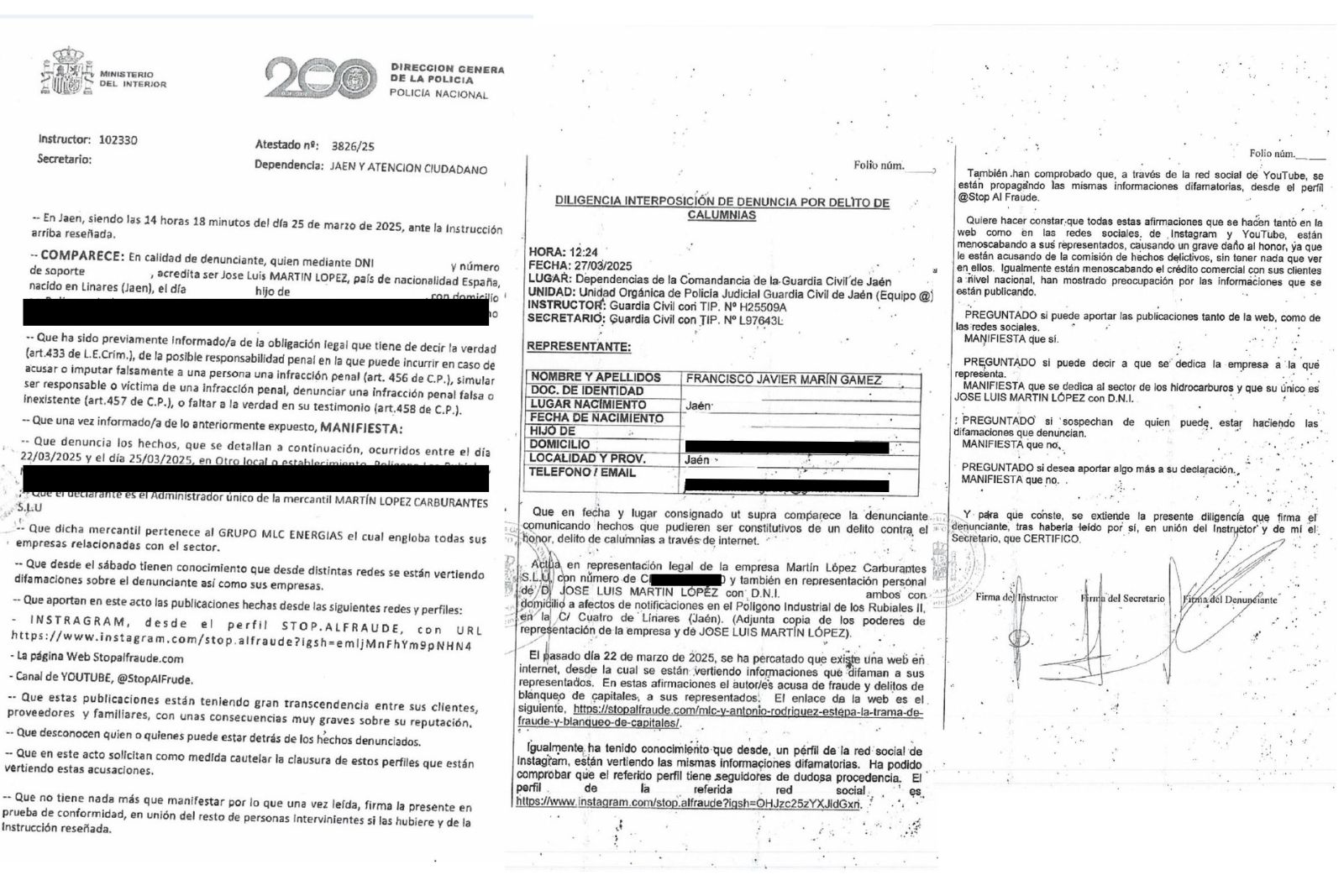 Denuncia de José Luis Martínez contra Stop al fraude