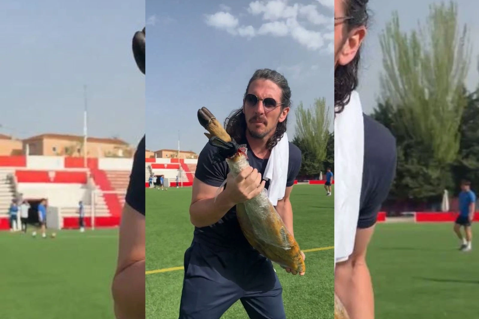 El viral vídeo de Javi Poves persiguiendo de manera cómica a sus jugadores musulmanes con un pata de jamón