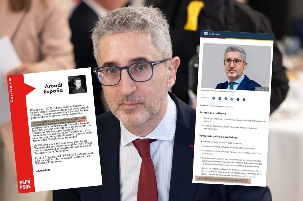 El ministro de Hacienda, Arcadi España, infló su CV diciendo ser consultor y solo realizó una beca de seis meses
