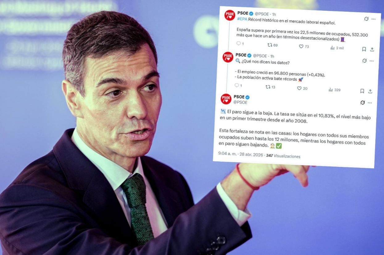 El desempleo repunta al 10,8% y suma 231.500 parados más mientras el PSOE presume de récord laboral