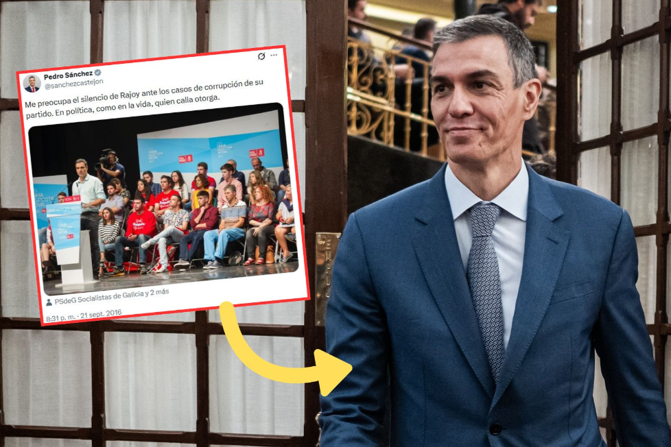 El tuit de Sánchez en 2016 que le saca los colores: 'Quien calla otorga'