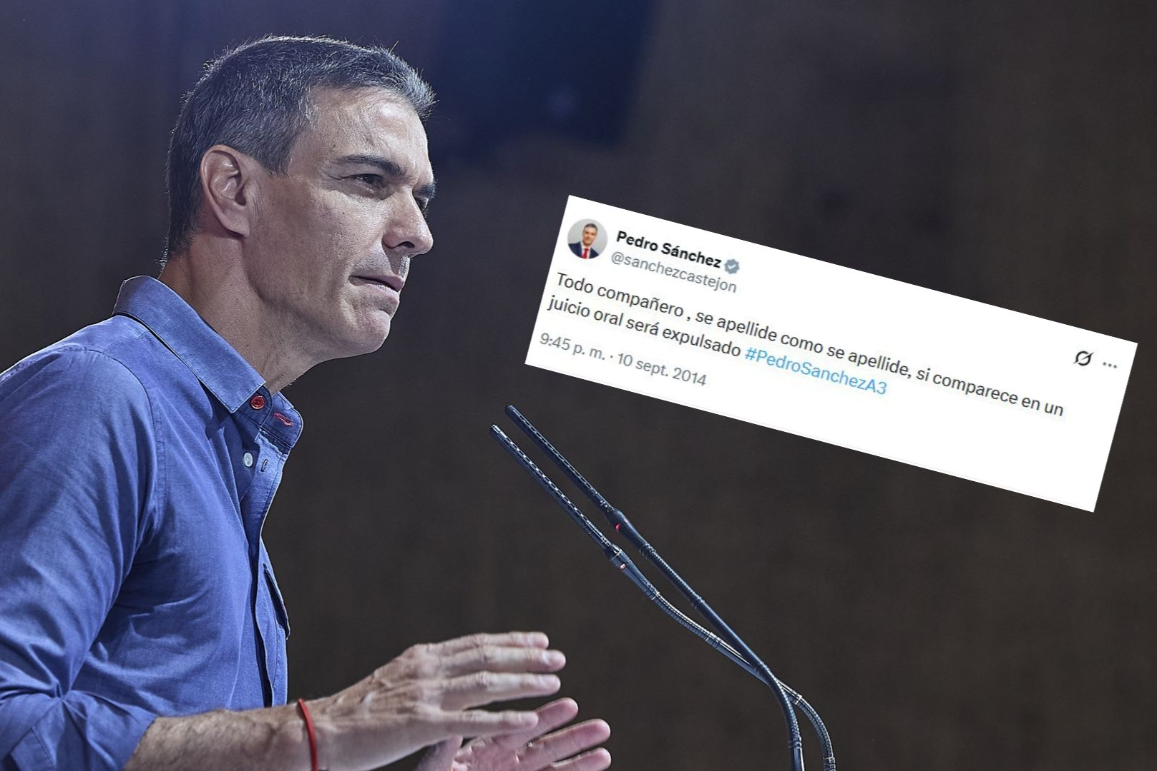 Los antiguos tuits de Sánchez siguen sacándole los colores: 'Todo compañero, si comparece en un juicio, será expulsado'