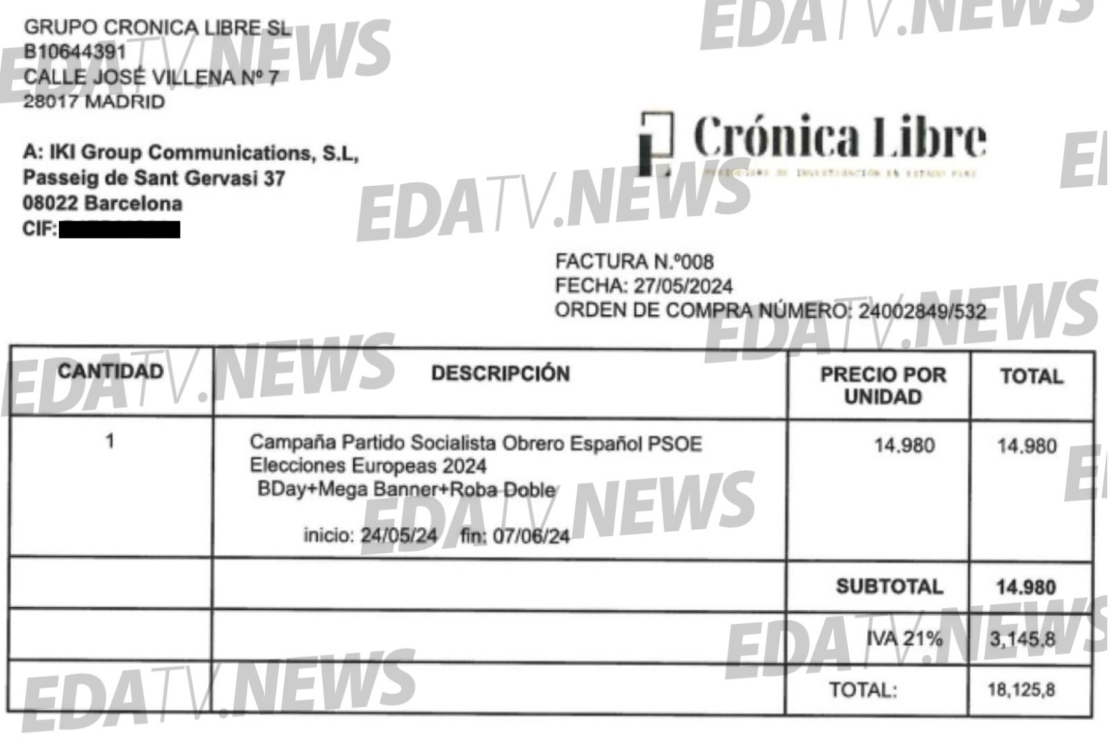 Pago a Crónica Libre, medio al pertenecía Leire Díez