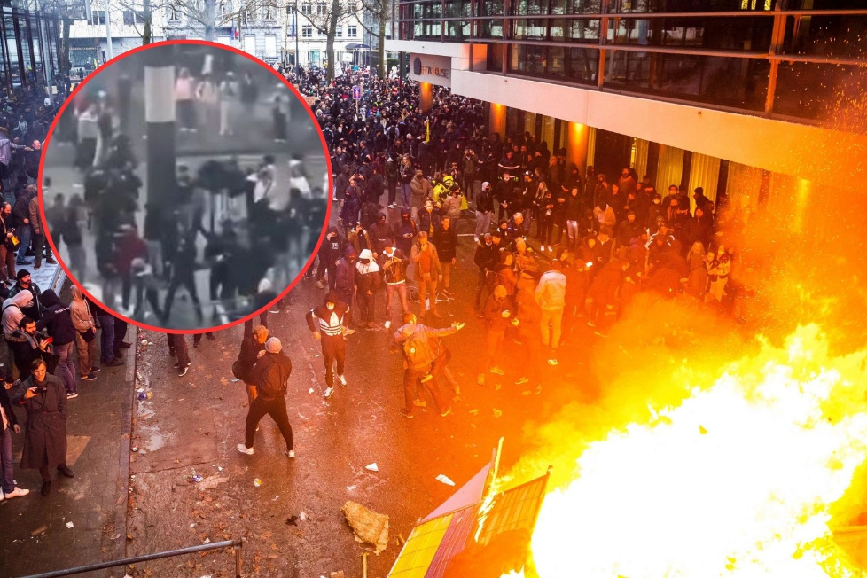 Bruselas estalla en disturbios durante una protesta: fuego, barricadas y cargas policiales