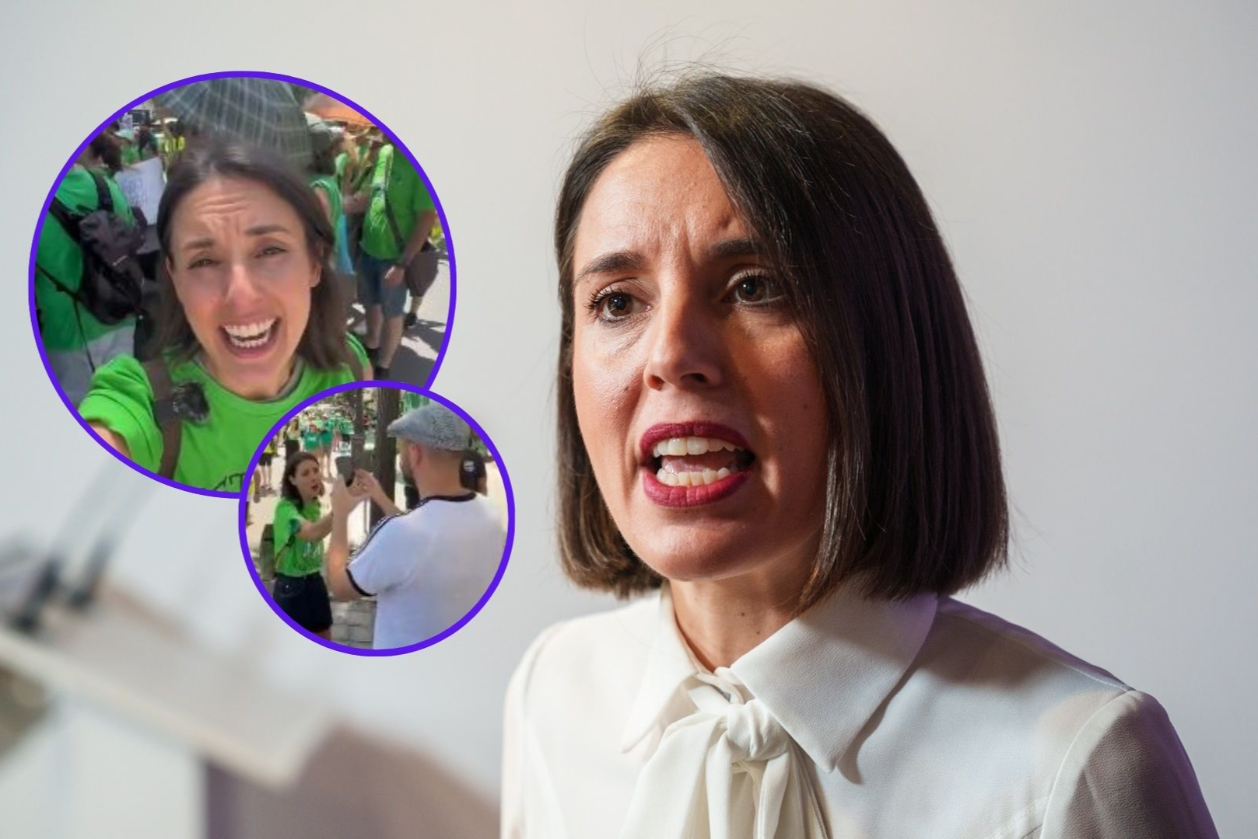 Las redes se mofan de Irene Montero tras fingir que se graba con el móvil en una manifestación