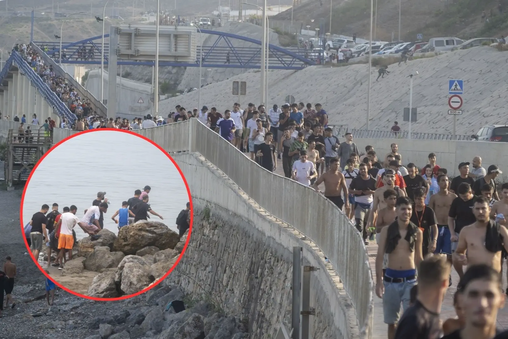 Policía y Guardia Civil elevan a 50.000 las entradas de inmigrantes en Ceuta en 24 horas