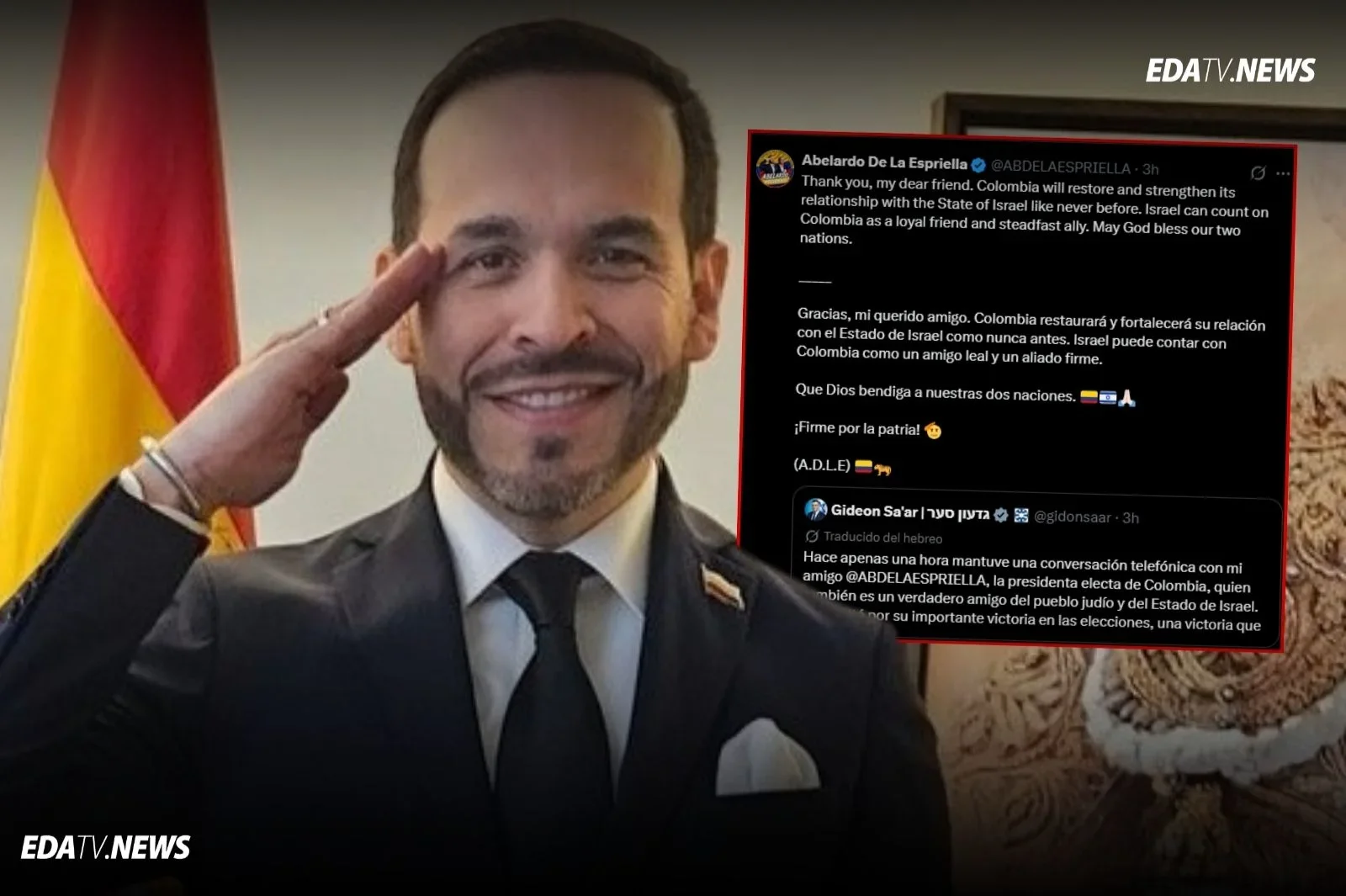 Israel y Colombia refuerzan lazos tras la victoria de Abelardo De La Espriella y anuncian una nueva etapa diplomática