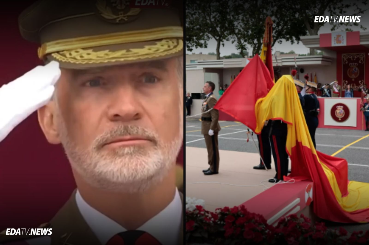 La bandera de España se desprende durante el acto del Día de las Fuerzas Armadas en Vigo