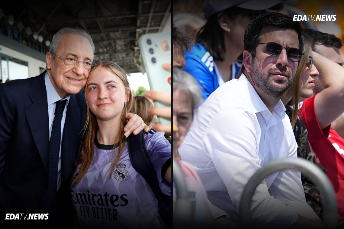 Florentino Pérez y Enrique Riquelme coinciden en Valdebebas en plena campaña electoral del Real Madrid
