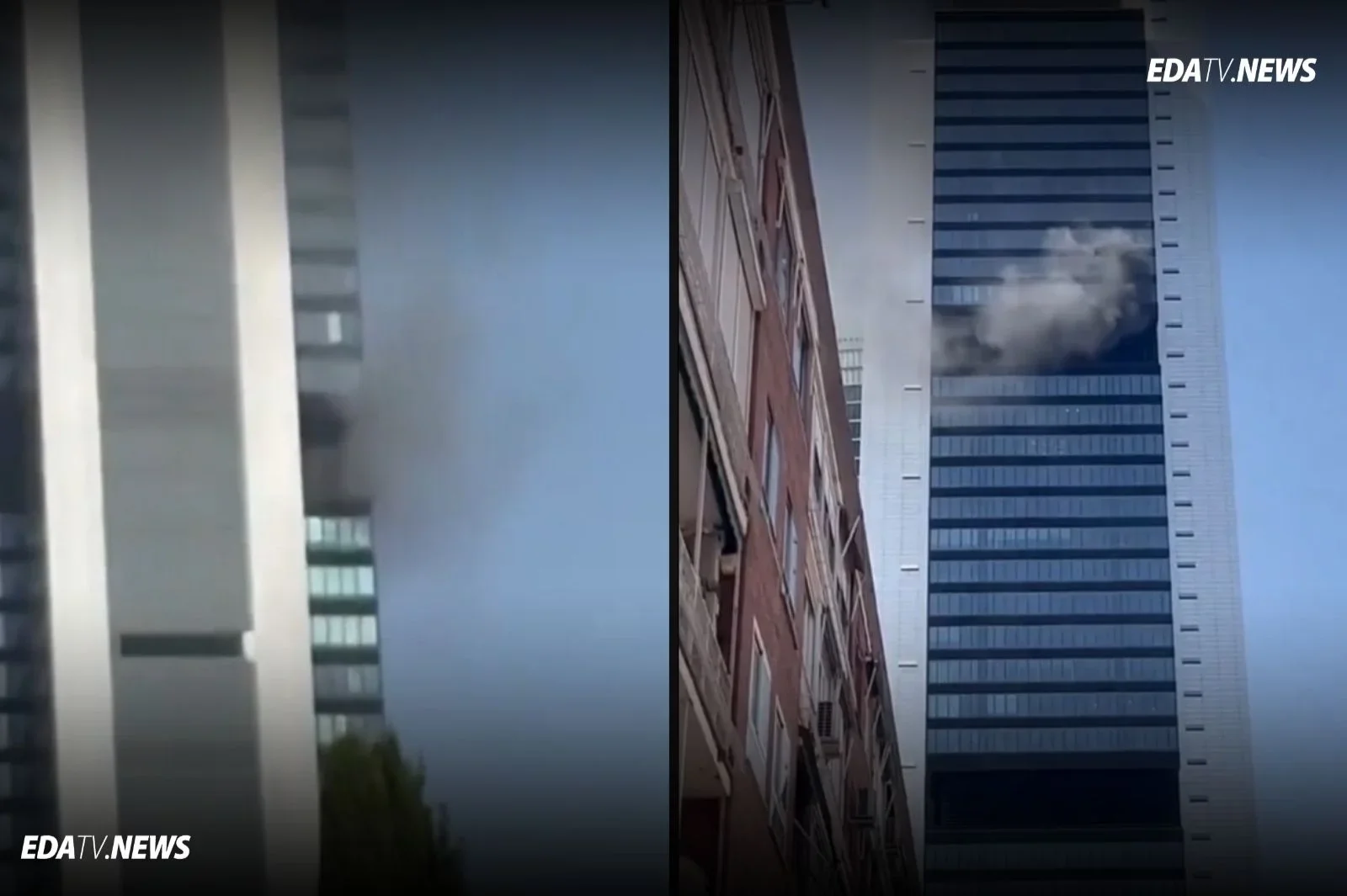El incendio en la Torre Moeve obliga a desalojar el rascacielos del paseo de la Castellana tras un fallo electrico
