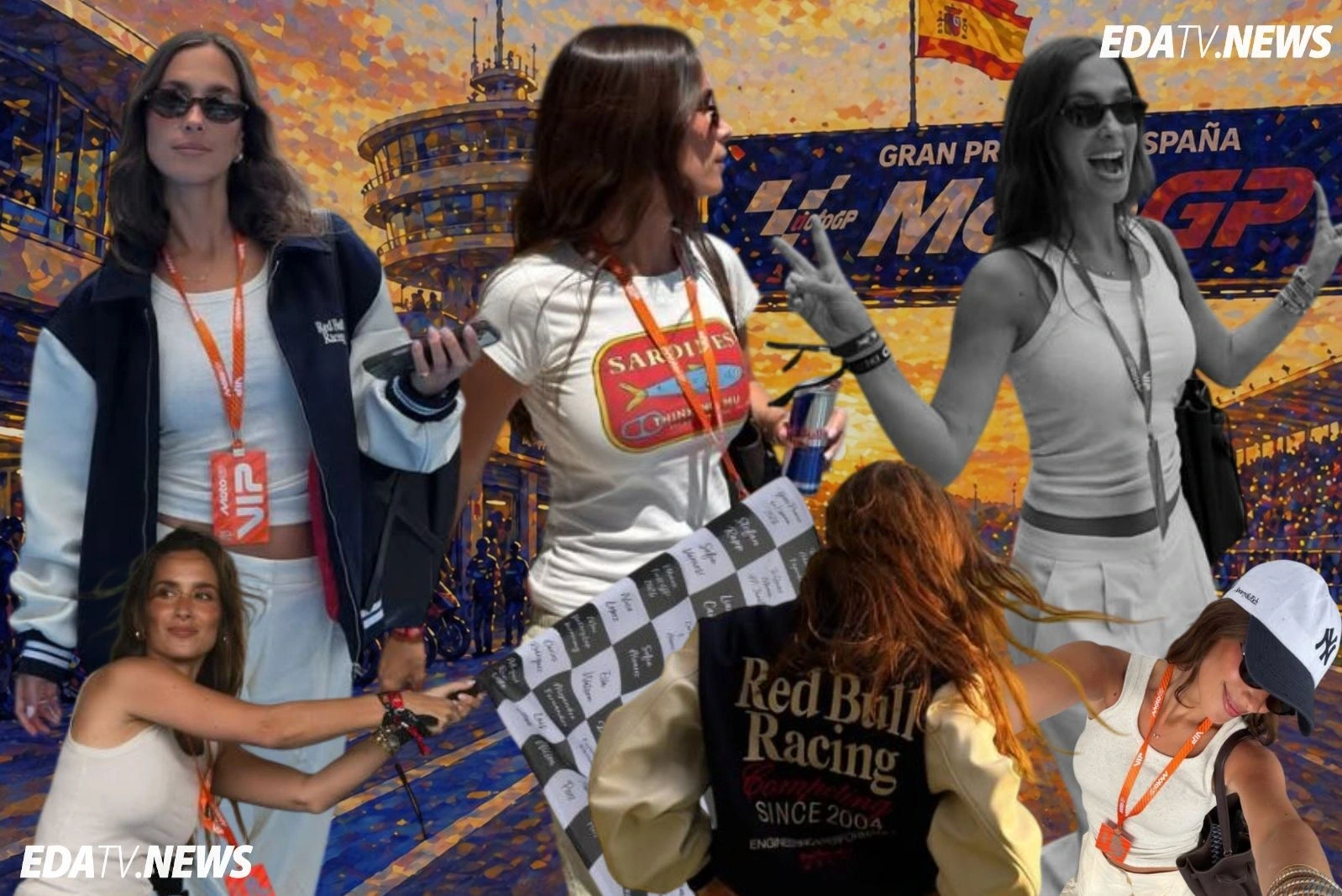 María Pombo deslumbra en MotoGP con dos looks impecables en Jerez: estilo 'racing' y guiños noventeros