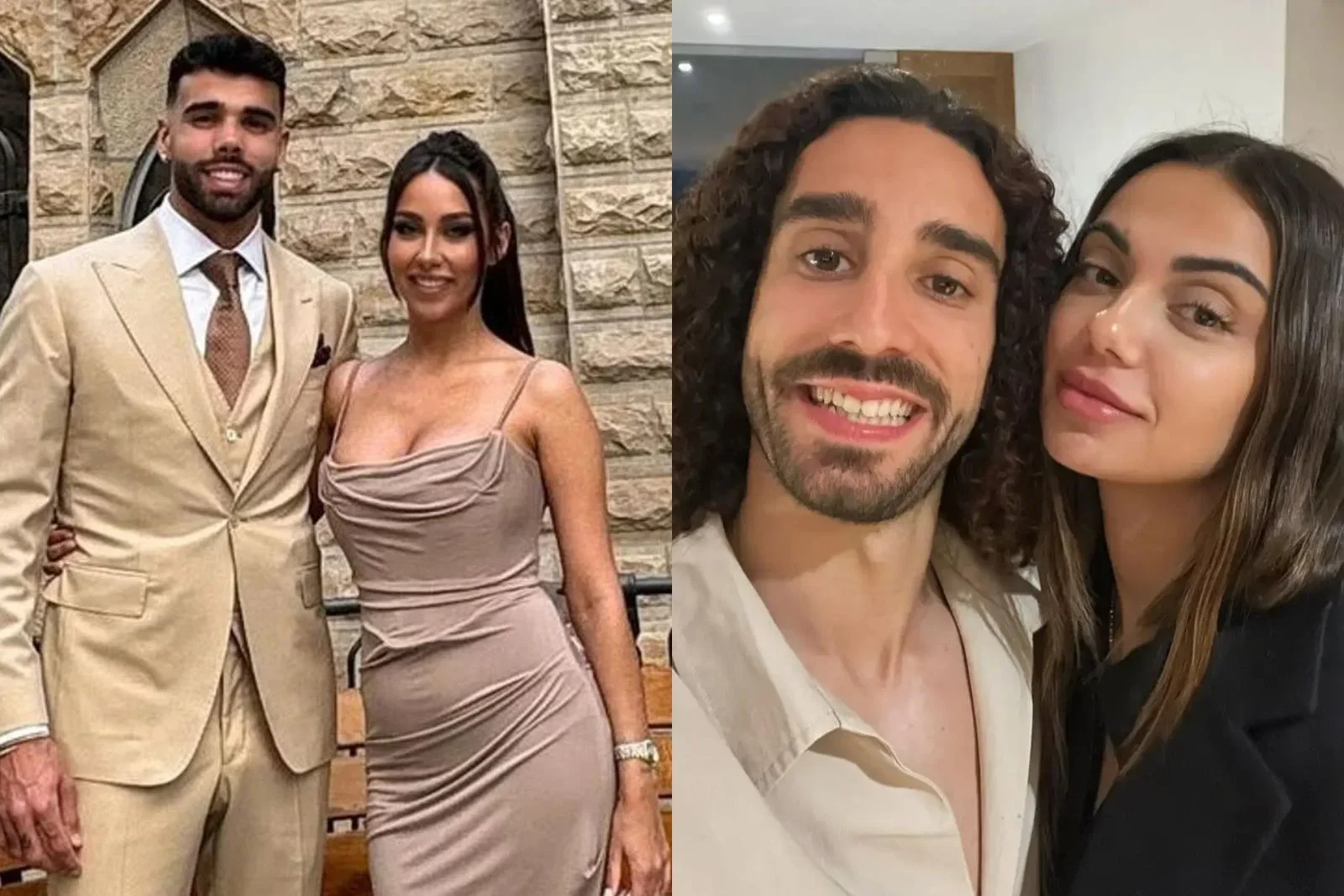De izquierda a derecha: Tatiana Trouboul con David Raya y Claudia Rodríguez con Marc Cucurella