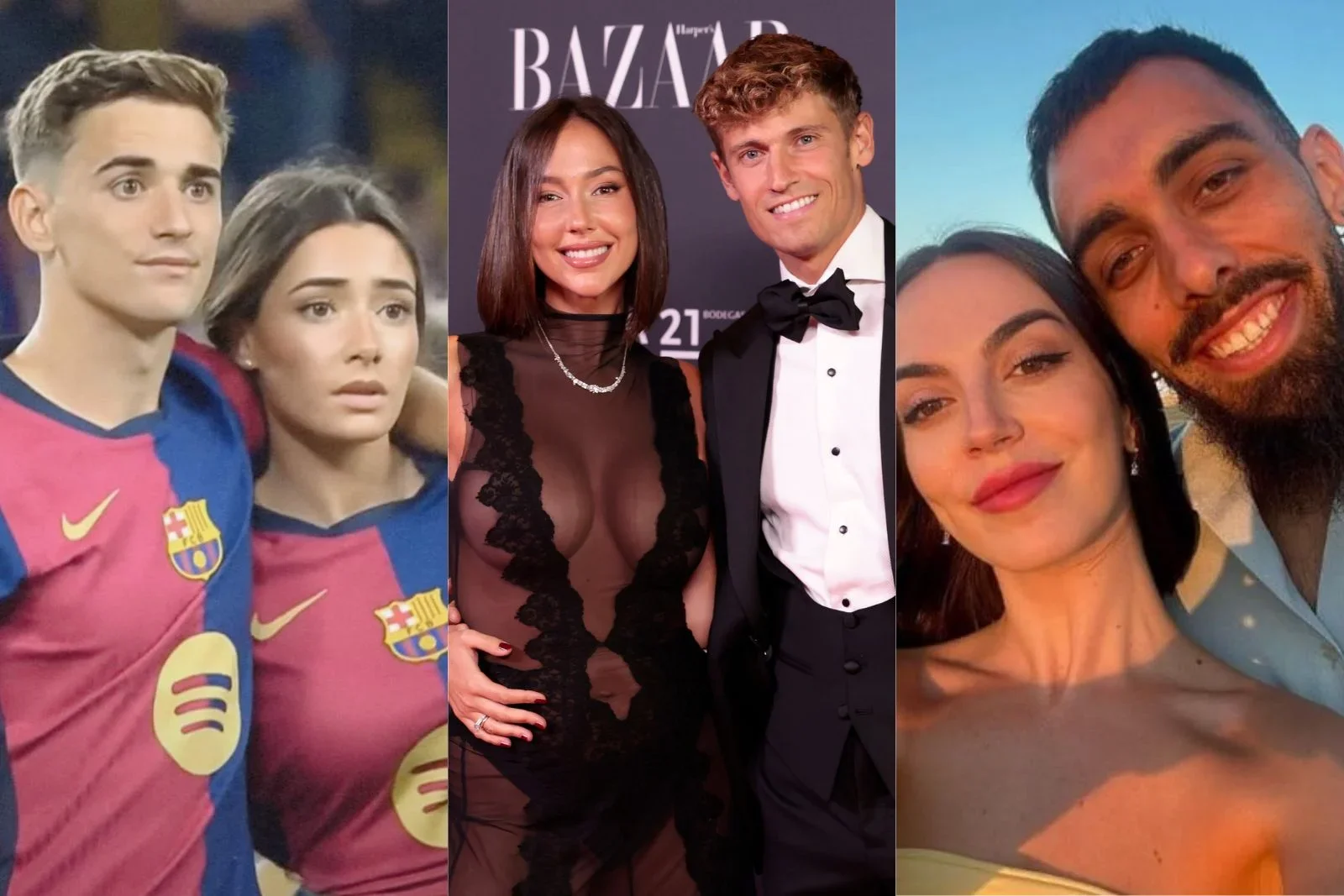 De izquierda a derecha: Ana Pelayo con Gavi, Paddy Noarbe con Marcos Llorente y María Valero con Borja Iglesias