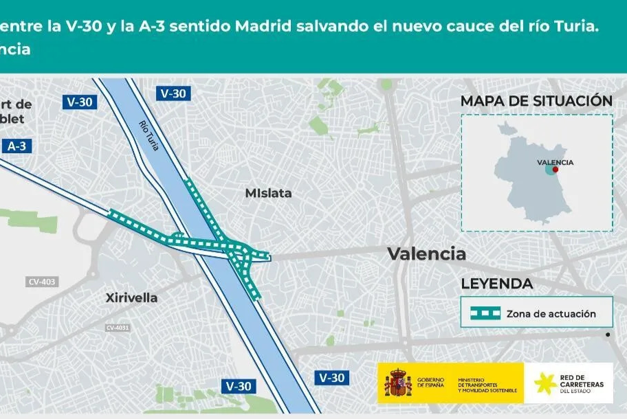 El Gobierno aprueba un nuevo puente sobre el Turia para acabar con los atascos de la V-30 y la A-3 después de décadas de