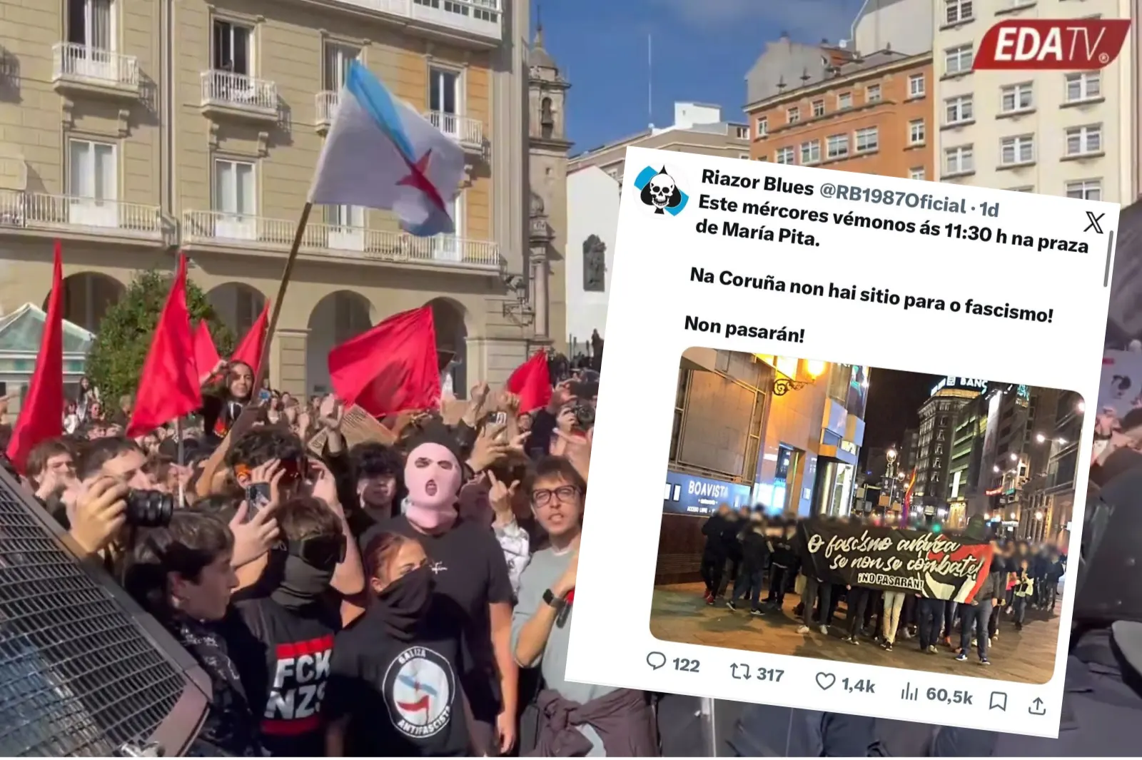 Riazor Blues y Old Faces, entre los grupos presentes en las violentas protestas contra la Policía Nacional en La Coruña
