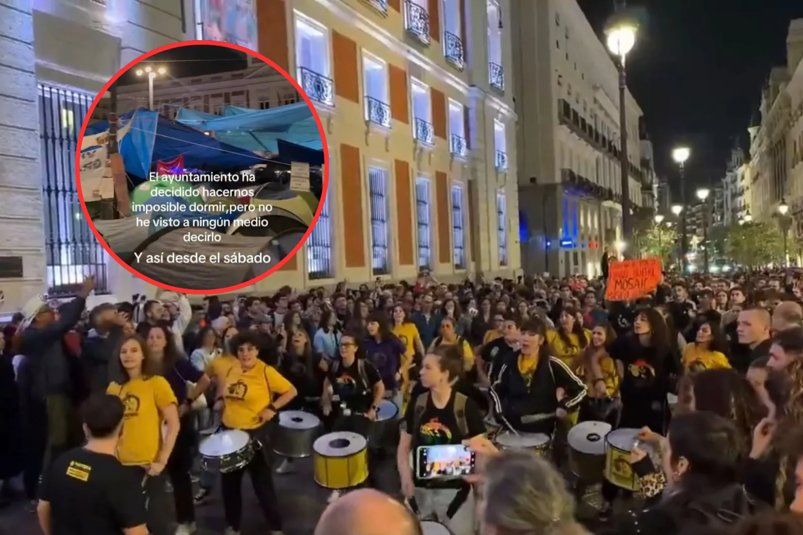 La acampada de Sol se queja del ruido de las campanas mientras organiza batucadas y música en plena plaza