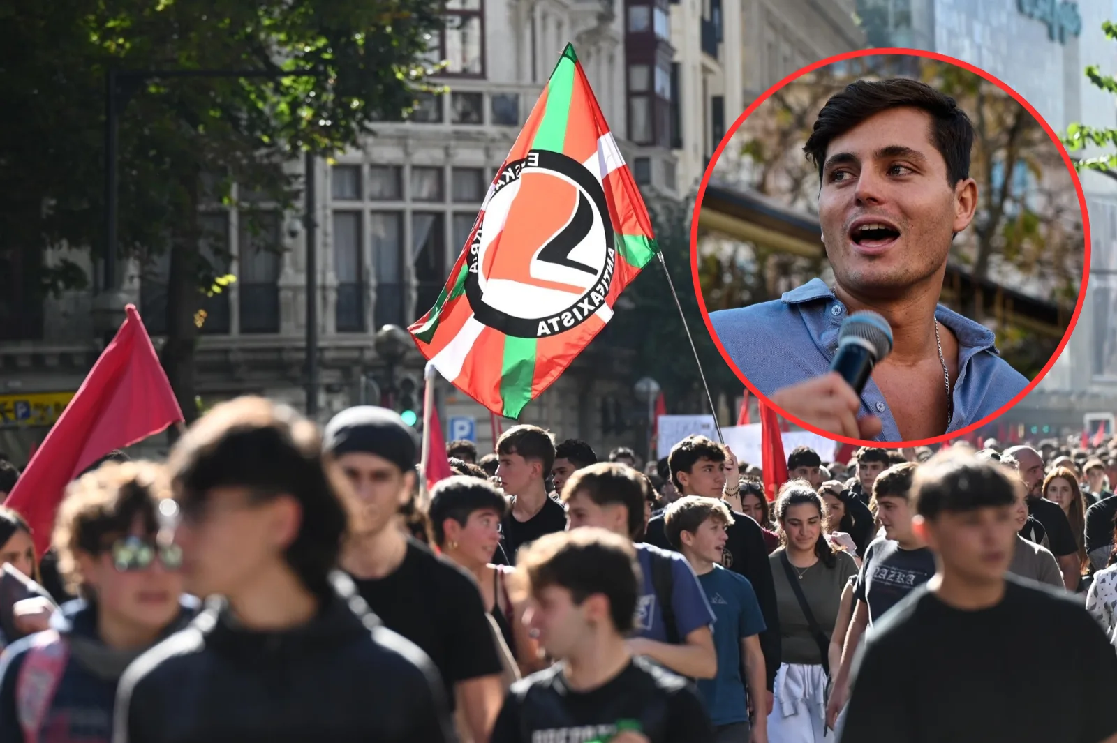 Miles de estudiantes protestan contra Vito Quiles en Bilbao y obligan a blindar Deusto con un fuerte despliegue policial