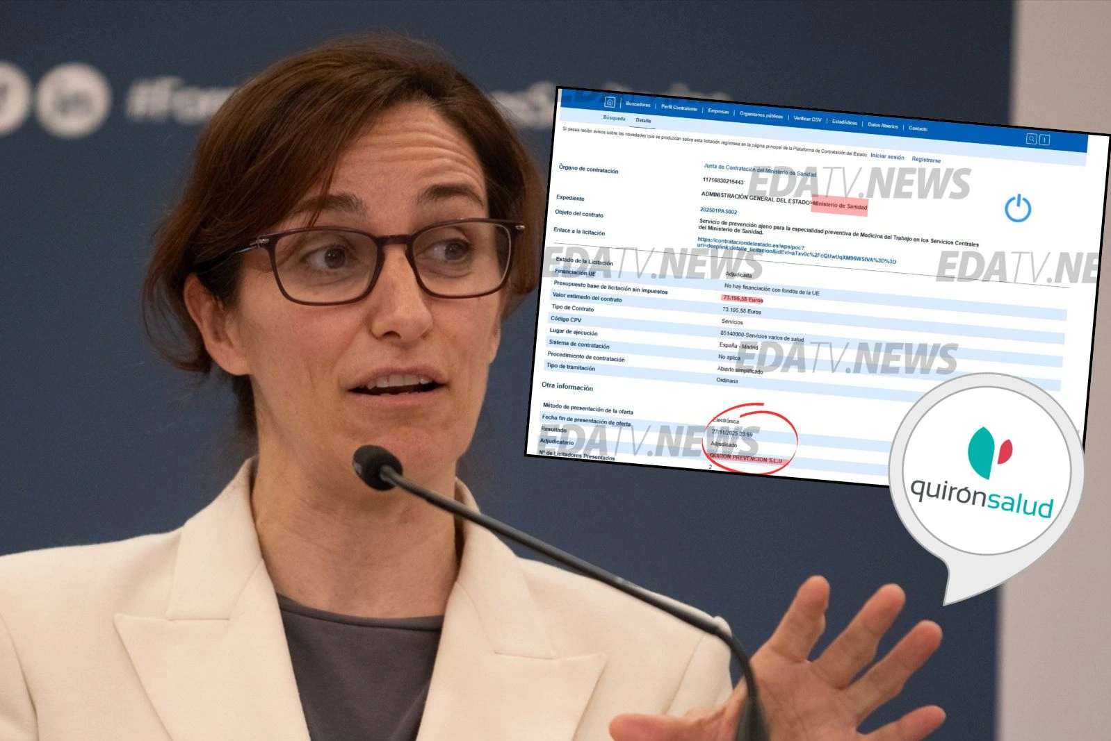 Mónica García adjudica a Quirón Prevención un contrato para el servicio de salud laboral de sus trabajadores