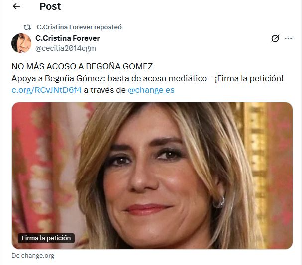 Recogen firmas en apoyo a Begoña Gómez