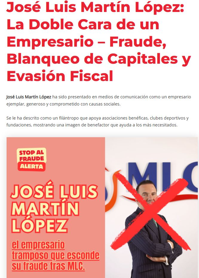 Stop al fraude sobre el empresario José Luis Martínez