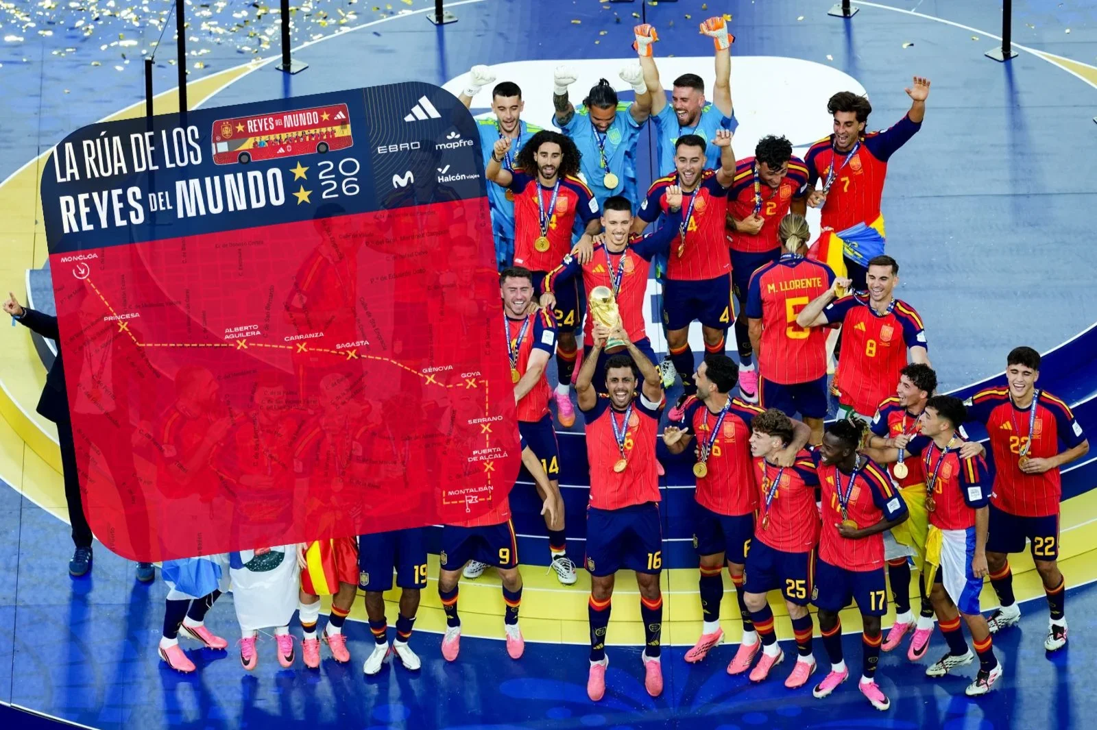 Este será el recorrido que harán los campeones del mundo por Madrid este lunes