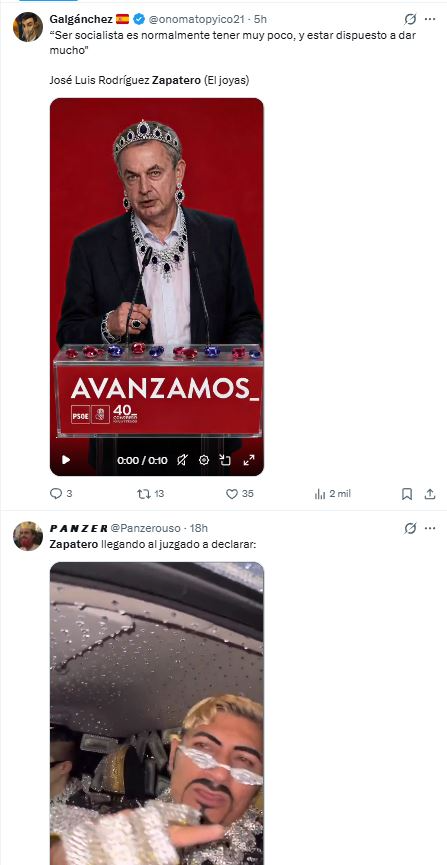 Memes sobre las joyas incautadas en el despacho de Zapatero