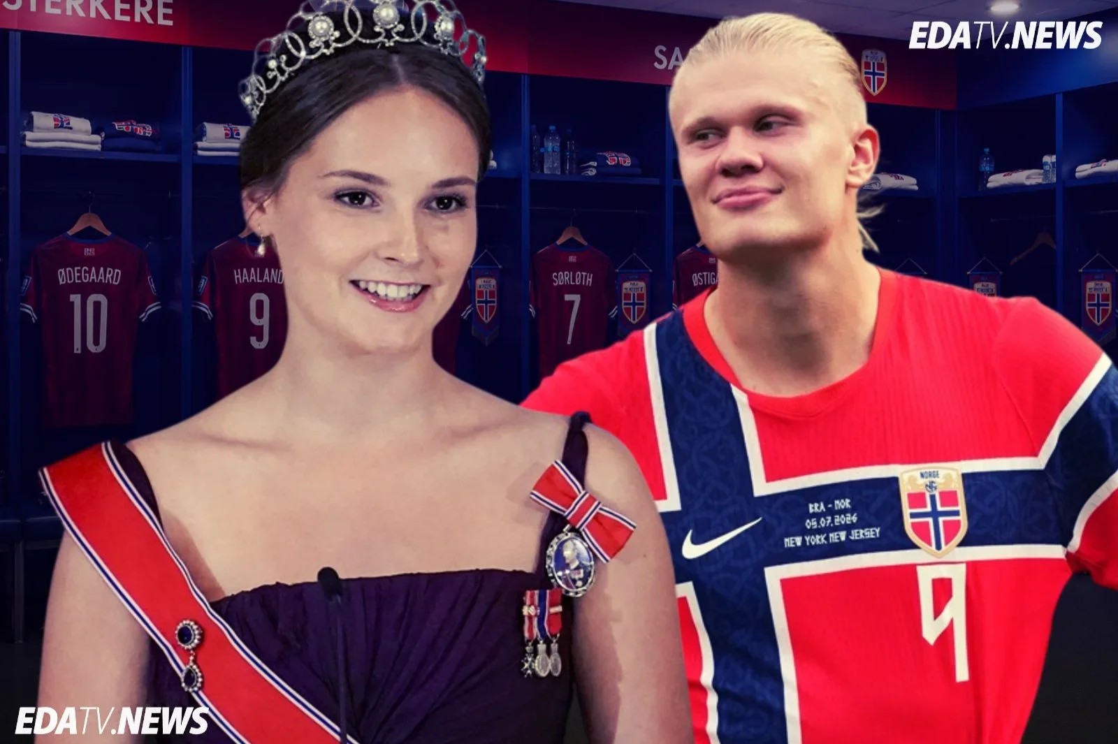 La princesa Ingrid de Noruega se cuela en el vestuario y protagoniza con Haaland el vídeo viral del Mundial
