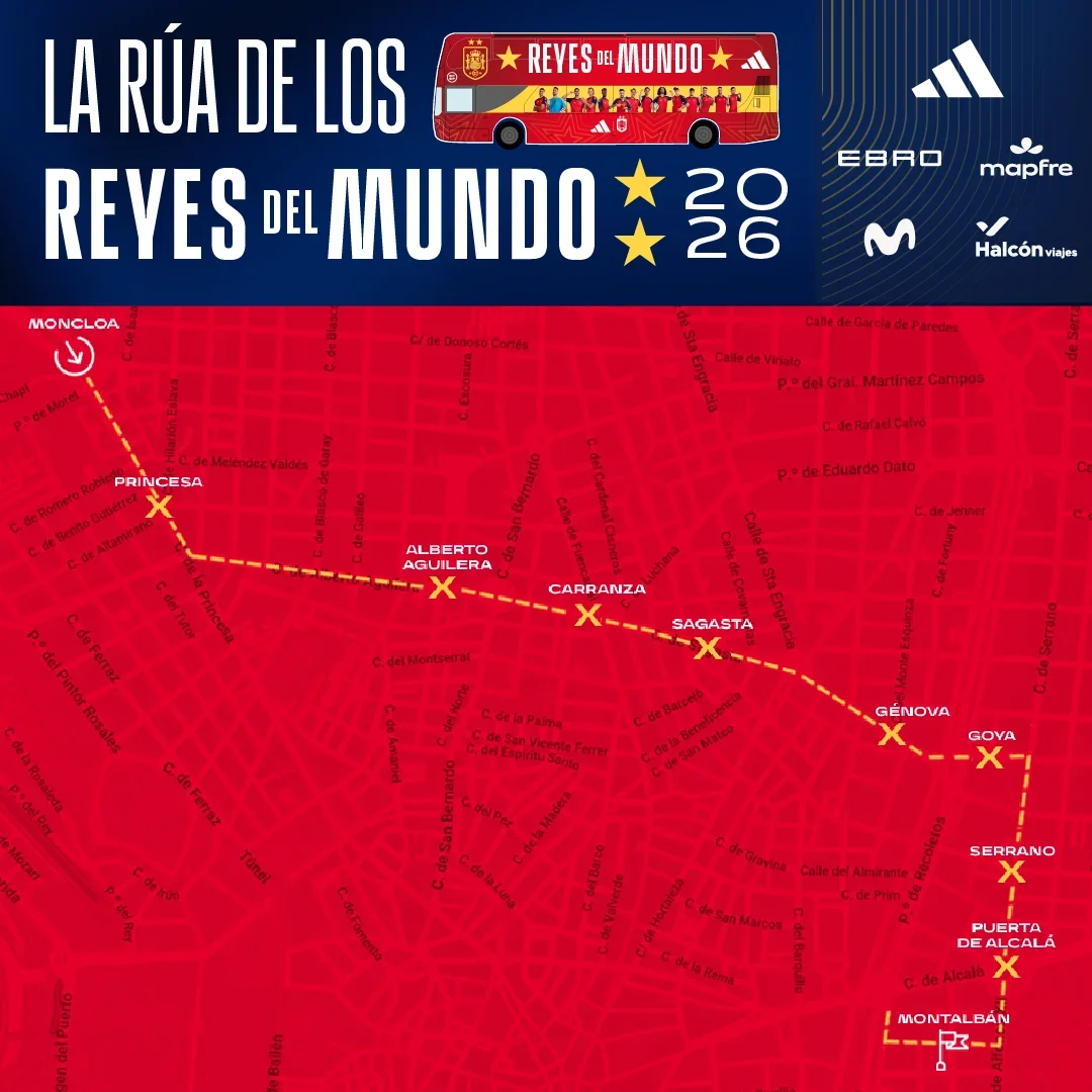 Este será el recorrido que harán los campeones del mundo